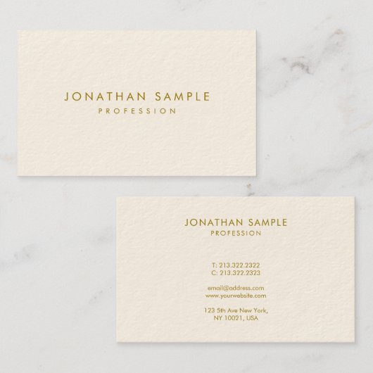 Moderne Eenvoudige Elegante Gouden Tekst Sjabloon  Visitekaartje (Voorkant / Achterkant)