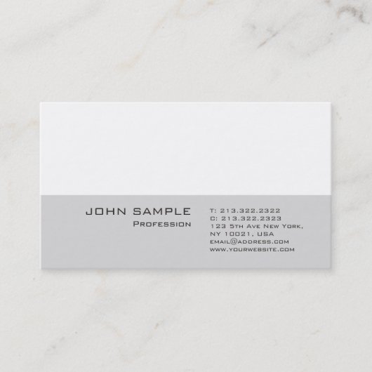 Moderne, eenvoudige, elegante grijs visitekaartje (Voorkant)