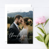 Moderne Eenvoudige Elegante Kalligrafie Fotobruilo Bedankkaart