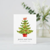 Moderne eenvoudige elegante kerstboom met Waterver Feestdagenkaart (Staand voorkant)