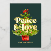 Moderne eenvoudige elegante kerstboom met Waterver Folie Feestdagenkaart (Voorkant)