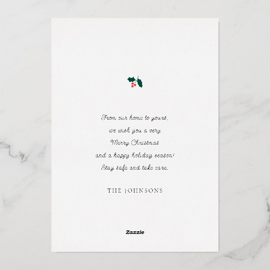 Moderne eenvoudige elegante kerstboom met Waterver Folie Feestdagenkaart (Achterkant)