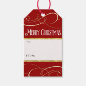 Moderne, eenvoudige elegante kerstrode scrollers cadeaulabel (Voorkant)