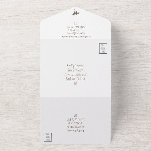 Moderne Eenvoudige elegante kleur Joshua-structuur All In One Uitnodiging (Buitenkant)