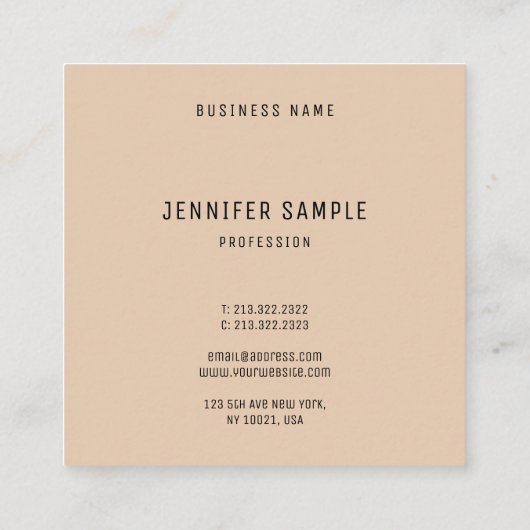 Moderne eenvoudige elegante kleuren Sjabloon Vierkante Visitekaartje (Achterkant)