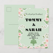 Moderne Eenvoudige Elegante Kleurrijke Bloem Bruil Uitnodiging Briefkaart (Voorkant / Achterkant)