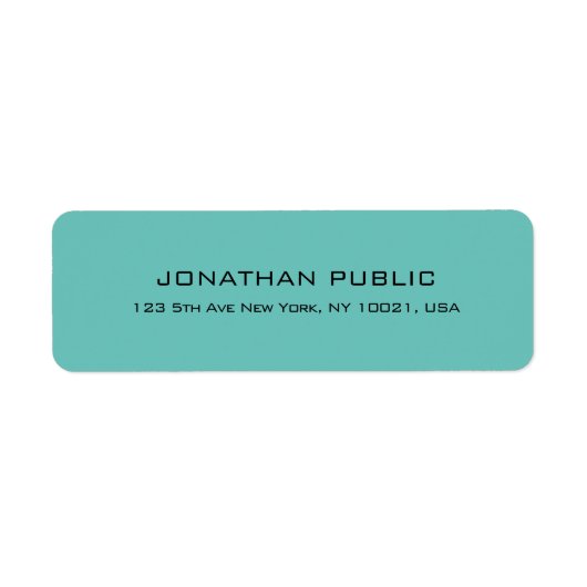 Moderne eenvoudige elegante Lichte Blauwgroen Retu Etiket (Voorkant)