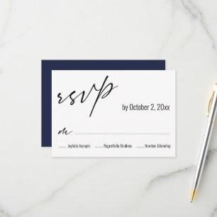 Moderne Eenvoudige Elegante Marineblauwe Achterkan RSVP Kaartje