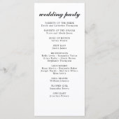 Moderne Eenvoudige Elegante Minimaal Zwart Script  Programmakaart (Achterkant)