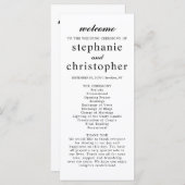 Moderne Eenvoudige Elegante Minimaal Zwart Script  Programmakaart (Voorkant / Achterkant)