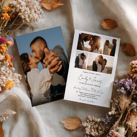 Moderne eenvoudige elegante minimalistische 5 foto kaart