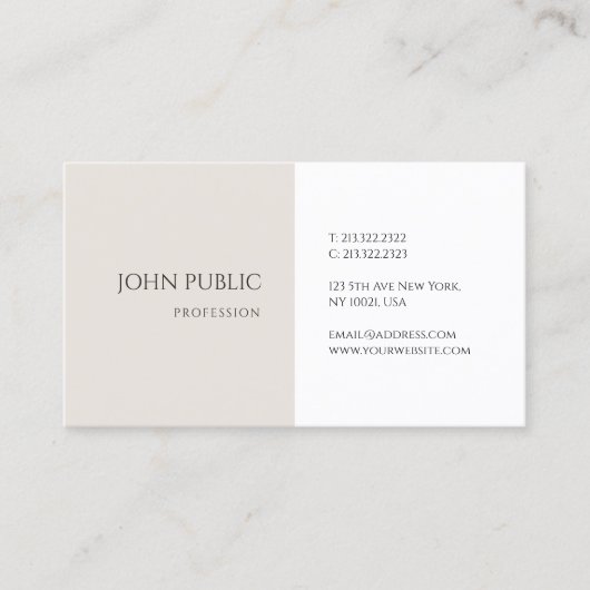 Moderne eenvoudige elegante minimalistische design visitekaartje (Voorkant)