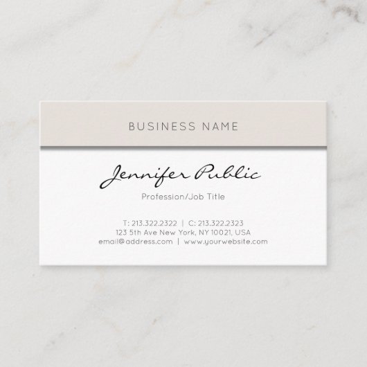 Moderne Eenvoudige Elegante Minimalistische Profes Visitekaartje (Voorkant)