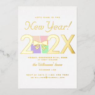 Moderne Eenvoudige Elegante Oud & Nieuw Cadeaubox  Folie Uitnodiging