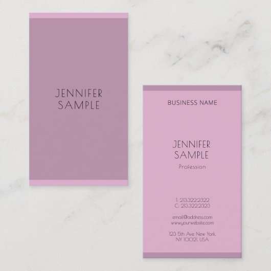 Moderne Eenvoudige Elegante Paarse Professionele S Visitekaartje (Voorkant / Achterkant)