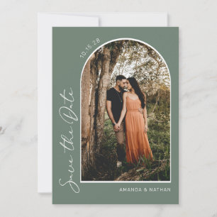 Moderne eenvoudige elegante pagina Groen sparen de Save The Date