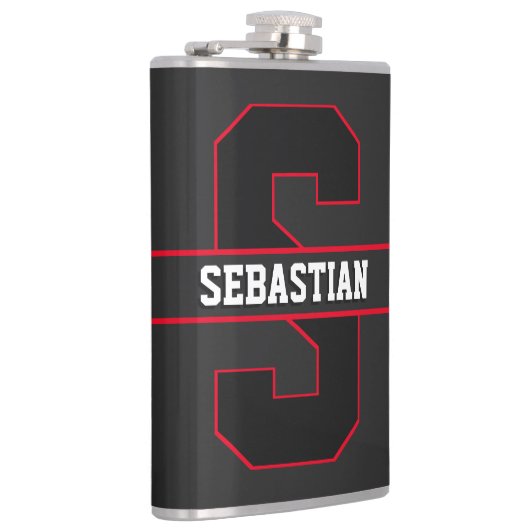 Moderne eenvoudige elegante persoonlijke monogram heupfles (Rechts)