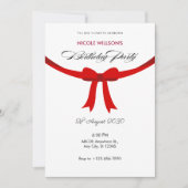 Moderne Eenvoudige elegante rode lintboog verjaard Kaart (Voorkant)