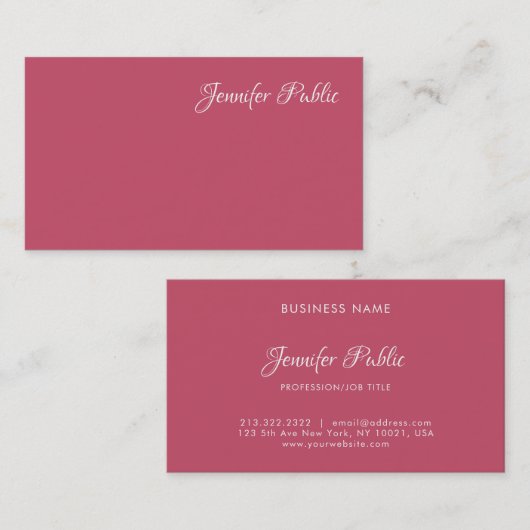 Moderne eenvoudige elegante rode professionele Sja Visitekaartje (Voorkant / Achterkant)