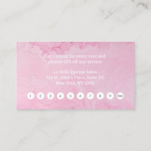 Moderne eenvoudige elegante roze marmer Salon Klantenkaartje (Achterkant)