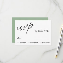 Moderne Eenvoudige Elegante Saliegroene Achterkant RSVP Kaartje