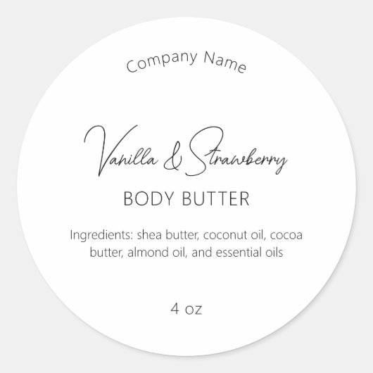 Moderne eenvoudige elegante schoonheidsindustrie ronde sticker (Voorkant)