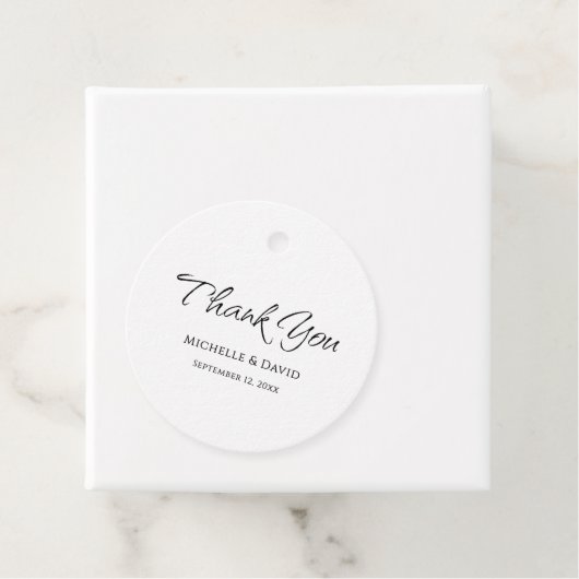 Moderne eenvoudige elegante script bruiloft dank u bedankjes labels (In situ)