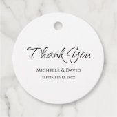 Moderne eenvoudige elegante script bruiloft dank u bedankjes labels (Voorkant)