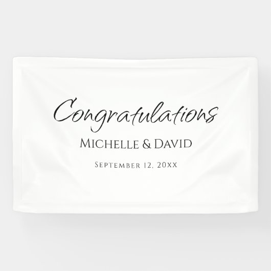 Moderne eenvoudige elegante script bruiloft recept spandoek (Horizontaal)