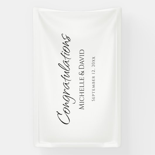 Moderne eenvoudige elegante script bruiloft recept spandoek (Verticaal)