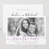 Moderne eenvoudige elegante script foto save the d date (Voorkant / Achterkant)