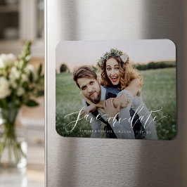 Moderne eenvoudige elegante script foto save the d magneet