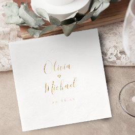 Moderne eenvoudige elegante script huwelijksnamen folie servetten