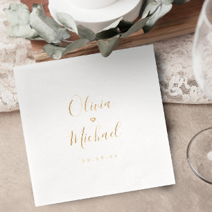 Moderne eenvoudige elegante script huwelijksnamen folie servetten