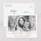 Moderne eenvoudige elegante scriptfoto slaat de da briefkaart (Voorkant / Achterkant)