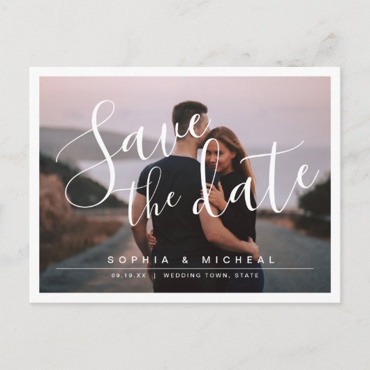 Moderne eenvoudige elegante scriptfoto slaat de da briefkaart (Voorkant)