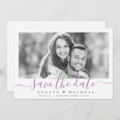Moderne eenvoudige elegante scriptfoto slaat de da save the date (Voorkant / Achterkant)