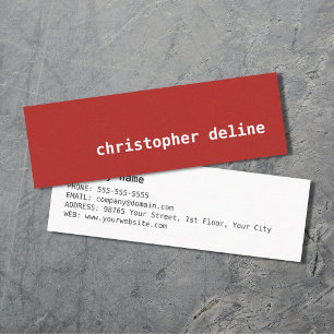 Moderne eenvoudige elegante textuur Red Consultant Mini Visitekaartje