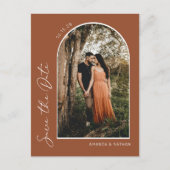 Moderne eenvoudige elegante verbrand Sinaasappel b Aankondigingskaart (Voorkant)