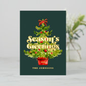 Moderne Eenvoudige Elegante Waterverf Kerstboom Folie Feestdagenkaart (Staand Voorkant)