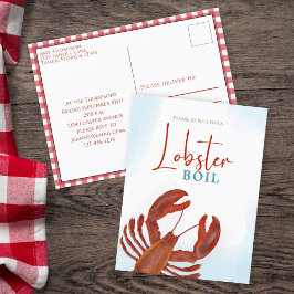 Moderne eenvoudige elegante Waterverf rode lobster Briefkaart