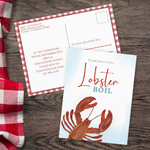 Moderne eenvoudige elegante Waterverf rode lobster Briefkaart