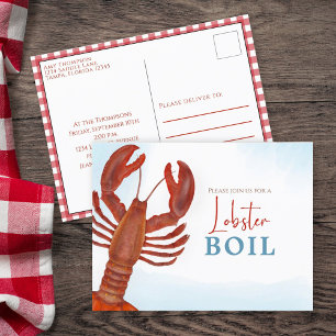 Moderne eenvoudige elegante Waterverf rode lobster Briefkaart