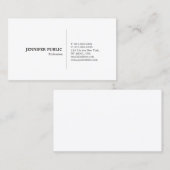 Moderne, eenvoudige, elegante witte plaat visitekaartje (Voorkant / Achterkant)