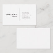 Moderne, eenvoudige, elegante witte plaat visitekaartje (Voorkant / Achterkant)