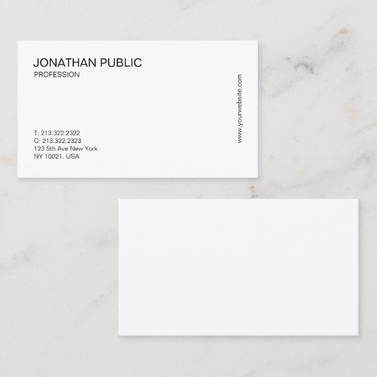 Moderne, eenvoudige, elegante witte Professional-p Visitekaartje (Voorkant / Achterkant)