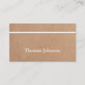 Moderne Eenvoudige elegante witte streep met Kraft Visitekaartje (Voorkant)