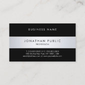 Moderne eenvoudige elegante zwarte zilver platte a visitekaartje (Achterkant)