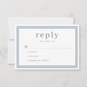 Moderne, eenvoudige en blauwe grens voor mosterd RSVP kaartje