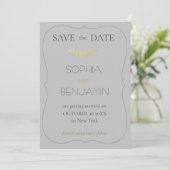 Moderne eenvoudige en minimalistische bruiloft gri save the date (Staand voorkant)